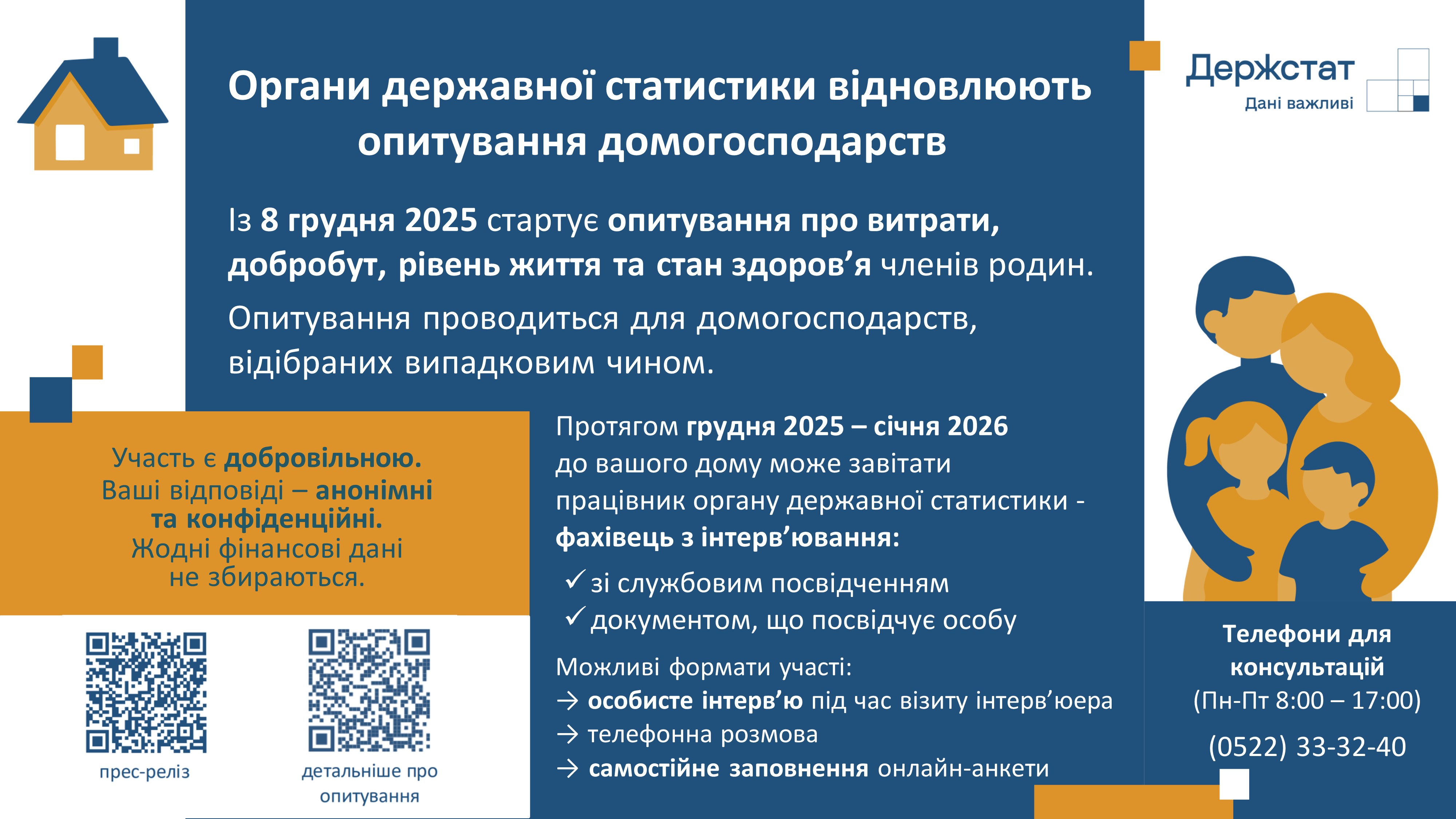 В Україні відновлюються опитування домогосподарств
